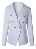 Choies White Lapel Button Front Long Sleeve Blazer