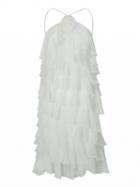 Choies White Layered Ruffle Cross Strap Back Dress