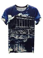 Choies Multicolor 3d Unisex Akropolis And Sky Print T-shirt