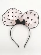 Choies Pink Polka Dot Sheer Mesh Rabbit Headband