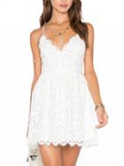 Choies White Scallop Trim Lace Cami Mini Dress
