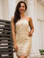 Choies Golden Halter Embroidery Backless Bodycon Mini Dress