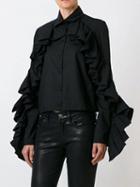 Choies Black Ruffle Trim Long Sleeve Shirt