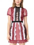 Choies Red Cut Out Short Sleeve Lace Mini Dress