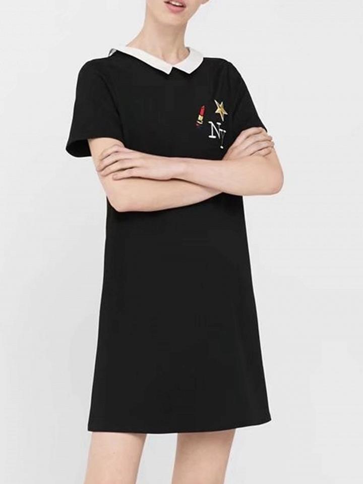 Choies Black Embroidery Detail Mini Dress