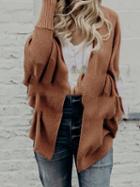 Choies Brown Open Front Batwing Sleeve Knit Cardigan