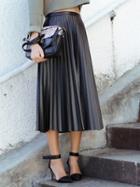 Choies Black High Waist Pu Pleat Midi Skirt