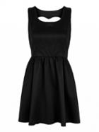 Choies Black Heart Cut Out Sleeveless Skater Dress