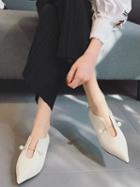 Choies White Pointed Pearl Flat Loafer