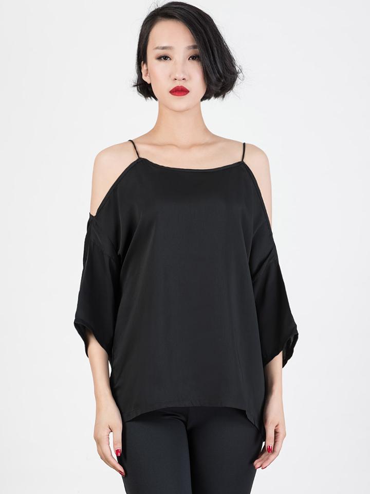 Choies Black Cold Shoulder Cami Blouse