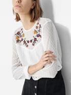 Choies White Embroidery Floral Long Sleeve Blouse