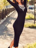 Choies Black Long Sleeve Back Split Knitted Bodycon Dress