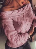 Choies Pink Off Shoulder Long Sleeve Women Sweater