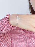 Choies Silver Crystal And Coin Pendant Pearl Embellished Bracelet