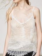 Choies White Embroidery Wing Sheer Mesh Cami Top
