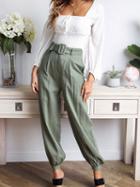 Choies Green Cotton High Waist Chic Women Pants