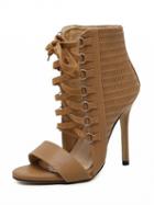 Choies Brown Lace Up Heeled Ankle Sandals