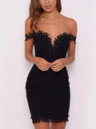 Choies Black Plunge Lacework Zip Back Chic Women Bodycon Mini Dress