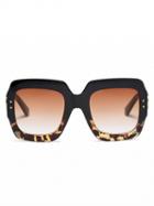 Choies Black Leopard Print Square Frame Sunglasses