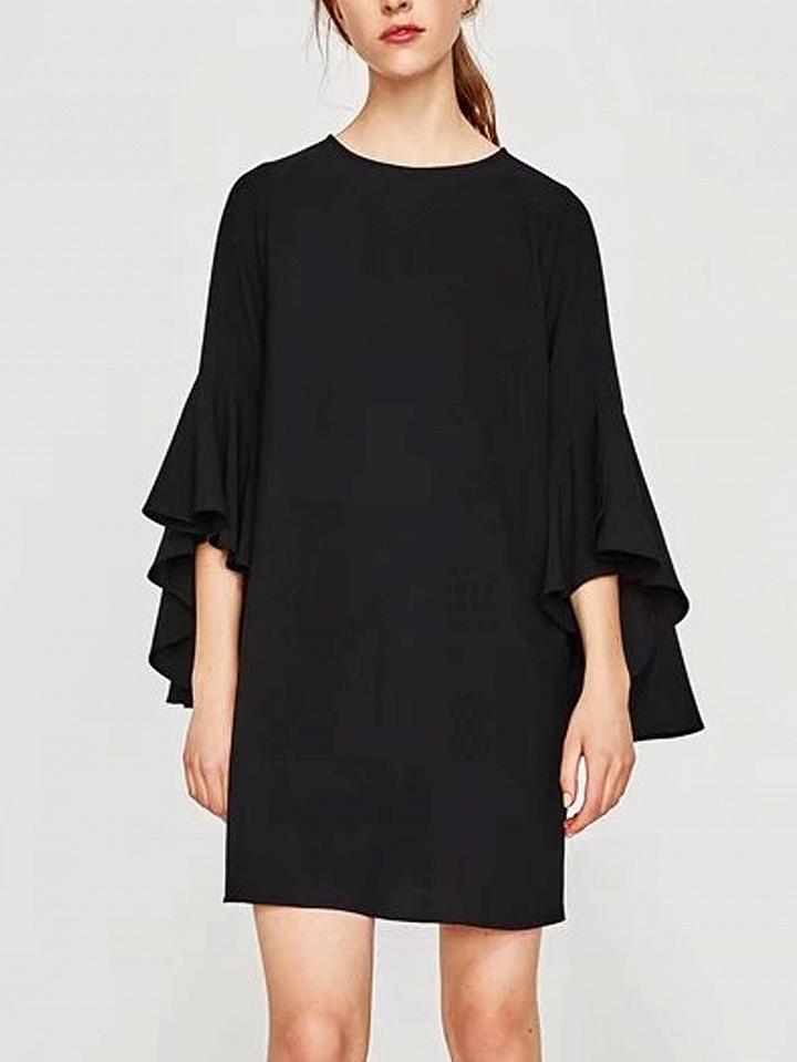 Choies Black Flare Sleeve Shift Mini Dress