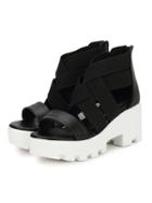 Choies Black Cross Elastic Platform High Heel Sandals