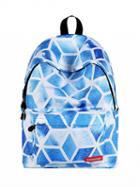 Choies Blue Geo Pattern Padded Straps And Back Backpack