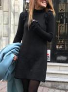 Choies Black Frill Trim Long Sleeve Mini Dress