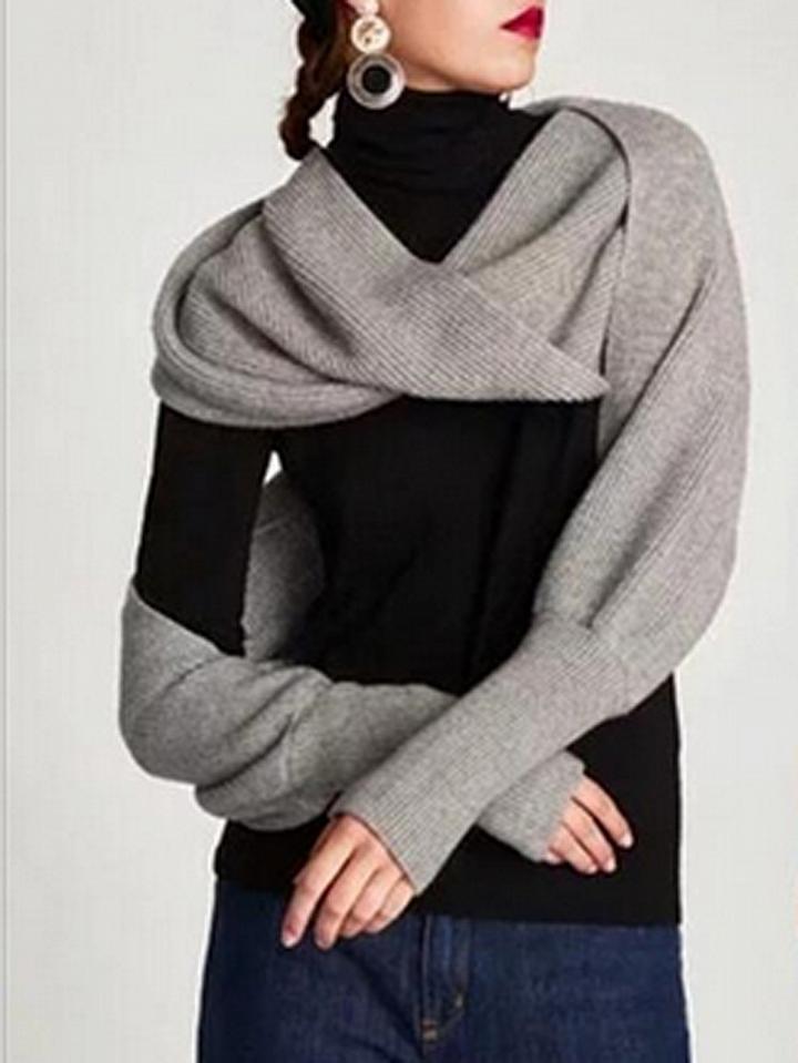 Choies Gray Knitted Cape Scarf