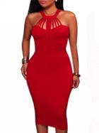Choies Red Cut Out Detail Bodycon Dress