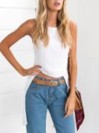 Choies White Backless Split Back Sleeveless Chic Women Hi-lo Blouse