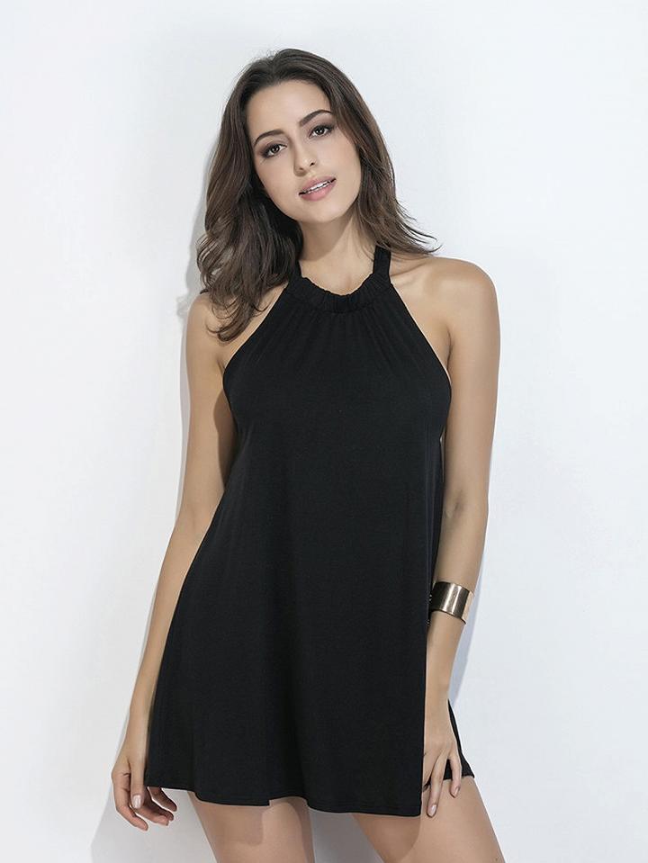 Choies Black Halter Neck Open Back Mini Dress
