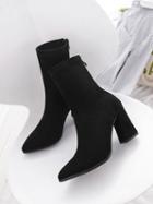 Choies Black Velvet Chic Women Pointed Toe Ankle Boots