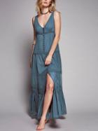 Choies Blue Lace Panel Maxi Dress