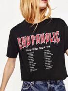 Choies Black Crew Neck Letter Print T-shirt