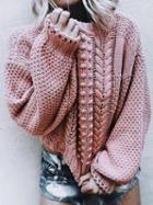 Choies Pink Long Sleeve Chic Women Knit Sweater