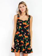 Choies Black Fruits Print Cami Skater Sundress