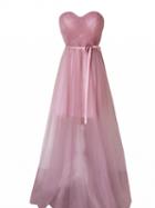 Choies Light Purple Sweetheart Bandeau Lace Up Back Tulle Maxi Prom Dress