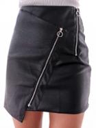 Choies Black High Waist Zip Detail Asymmetric Hem Pu Mini Skirt