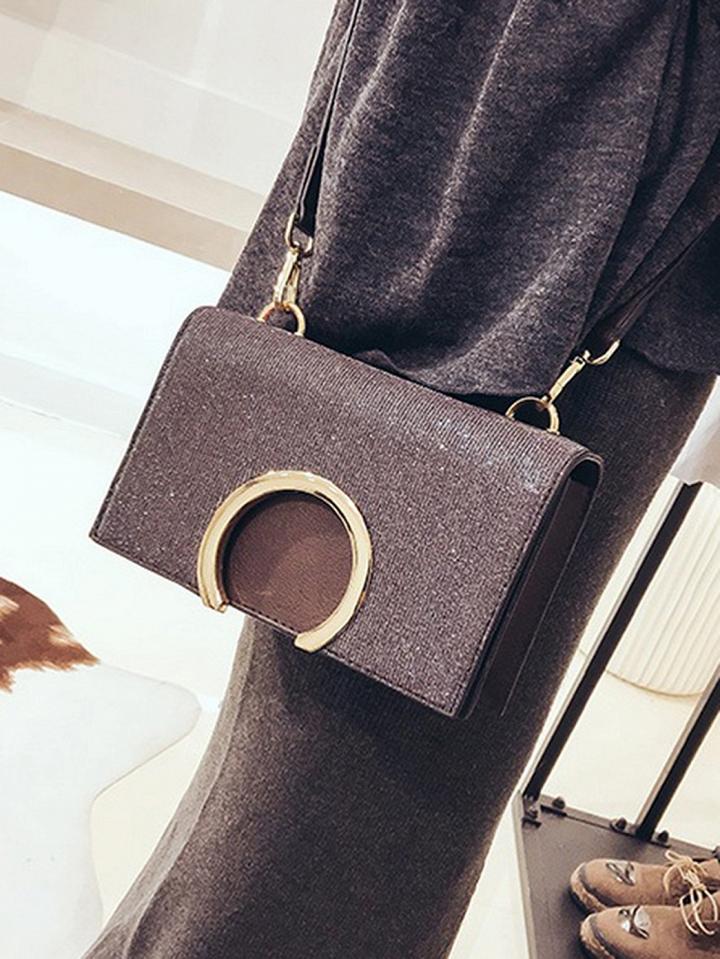 Choies Brown Metallic Circle Cross Body Bag