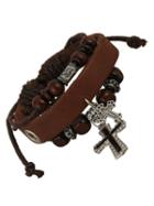 Choies Brown Cross Pendant Leather Bracelet Pack