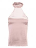 Choies Light Pink Silky Choker Neck Sleeveless Top