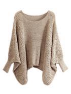 Choies Khaki Bat Long Sleeve Stitch Knitted Sweater