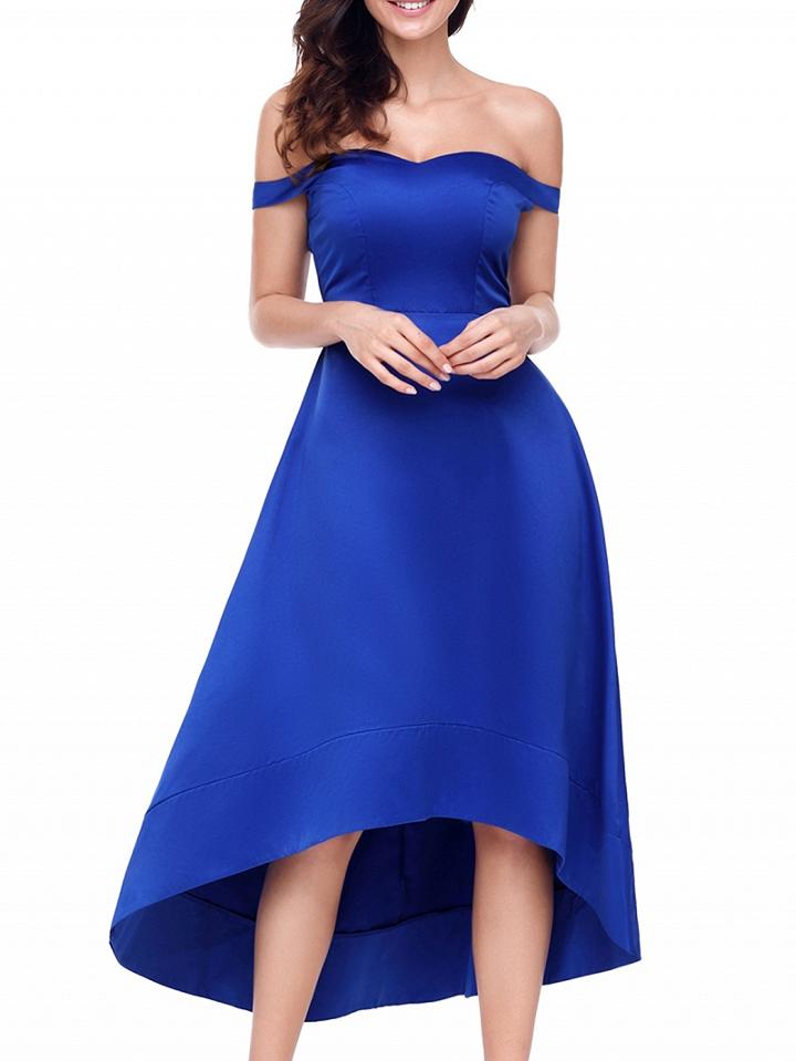 Choies Blue Off Shoulder Hi-lo Dress