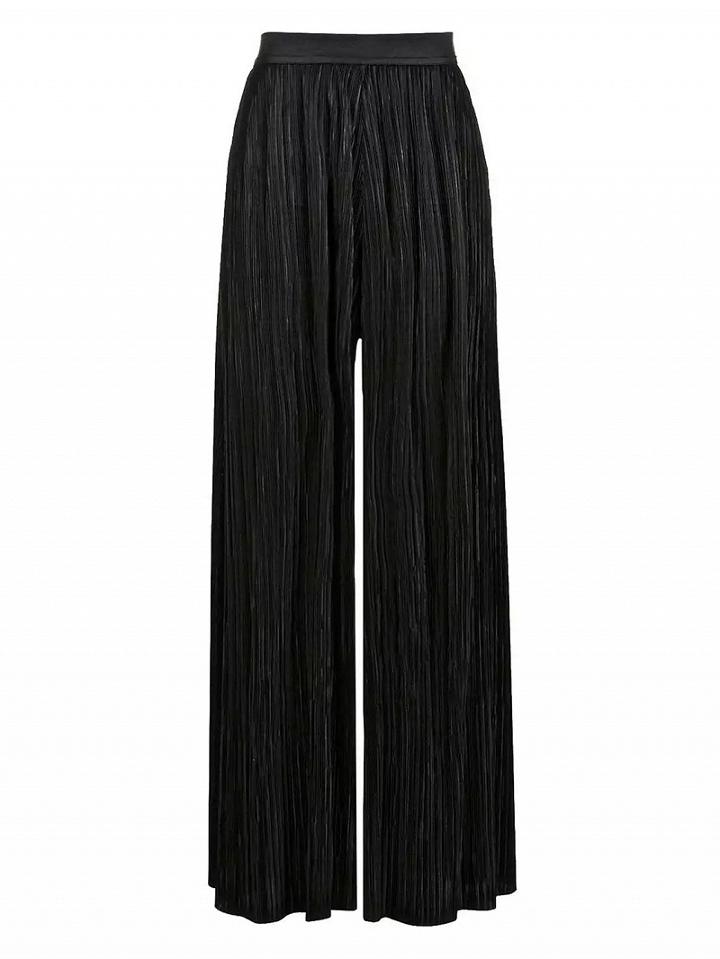 Choies Black High Waist Side Split Pleated Wide Leg Palazzo Pants