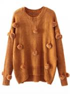 Choies Yellow Pom Pom Detail Knit Sweater