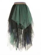 Choies Green Contrast High Waist Mesh Tulle Skirt