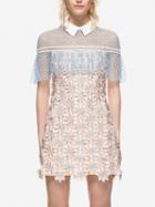 Choies Pink Shirt Collar Contrast Cape Overlay Lace Mini Dress