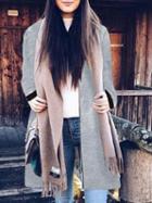 Choies Gray Zip Front Longline Coat