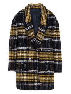 Choies Brown Wool Coat In Grid
