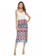 Choies Polychrome High Waist Side Split Midi Skirt